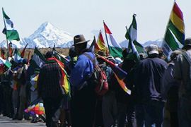 Bolivia la paz march evo morales marco arnez