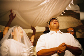 Kahane follower Itamar Ben Gvir during his wedding to Ayala [Ilan Mizrahi]