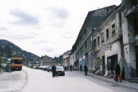 A main street is pictured in Srebrenica