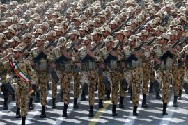 Iranian soldiers march during the annual Army Day military parade in Tehran [AFP]