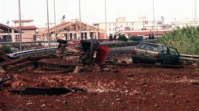 Italian anti-mafia judge Giovanni Falcone, his wife, Francesca Morvillo, and three bodyguards were killed in a bomb explosion on Palermo's motorway near Capaci, Sicily in 1992 [EPA]