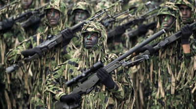 Sri Lankan army snipers march during the annual Victory Day parade in Colombo [AP]