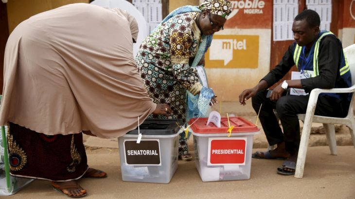 Women cast their votes at a polling unit in Daura