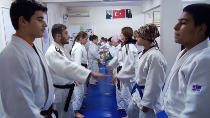 Turkish children judo training at an Istanbul sports club