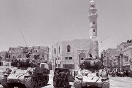 Two Israeli US-made Super-Sherman tanks patroling in East Jerusalem (June,1967) [AFP]