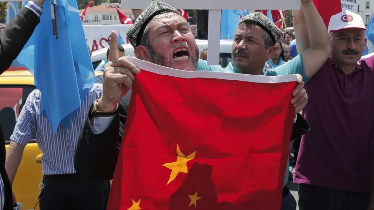 Uighurs living in Turkey and Turkish supporters,