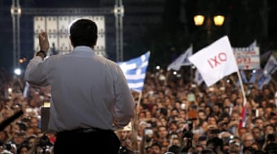 Greek PM Alexis Tsipras delivers a speech at an anti-austerity rally in Athens [REUTERS]