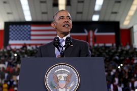 Obama delivers remarks at an indoor stadium in Nairobi