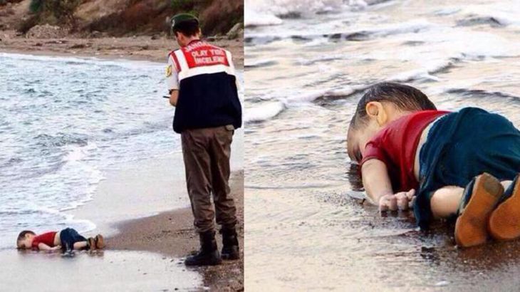 Drowned Syrian boy collage [AFP]