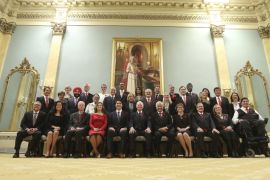 Canada''s new PM Trudeau poses with his cabinet after their swearing-in ceremony at Rideau Hall in Ottawa