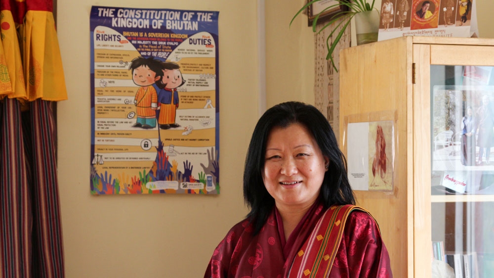 Deki Pema, Bhutan's election commissioner, has helped set up Bhutan's children's parliament [Neha Tara Mehta/Al Jazeera] 