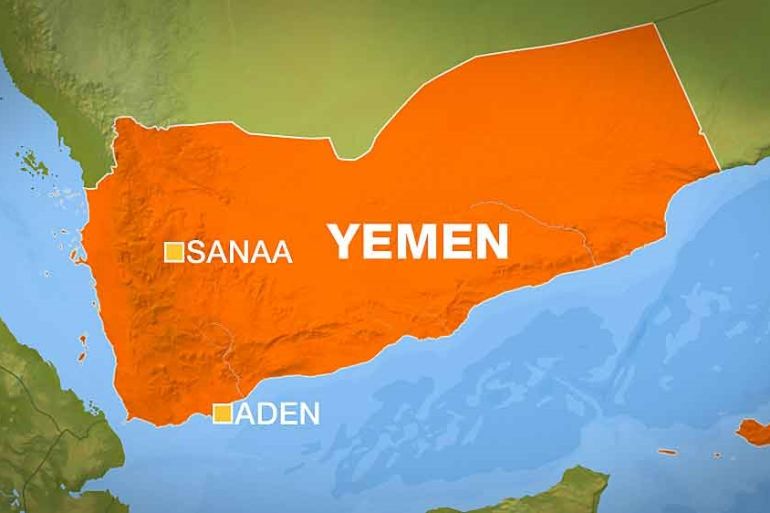 Yemen map showing Sanaa and Aden