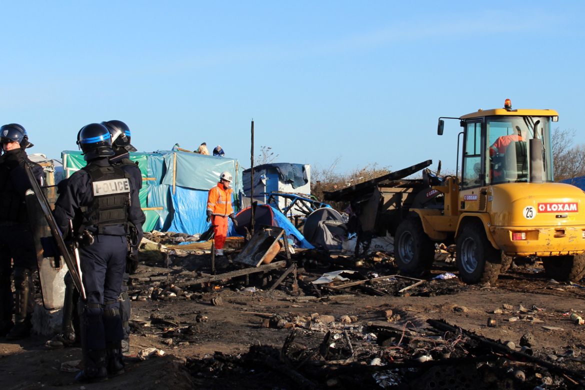 Destruction of southern camp in Calais jungle