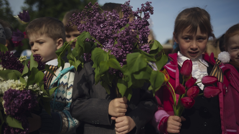 May 4 is Veterans' Day in Donetsk. Celebrations are held across the city, including at School No 58 [Kyrre Lien /Al Jazeera] 