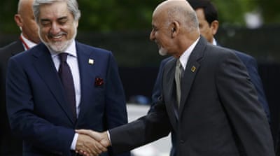 Ashraf Ghani with Abdullah Abdullah [Reuters]