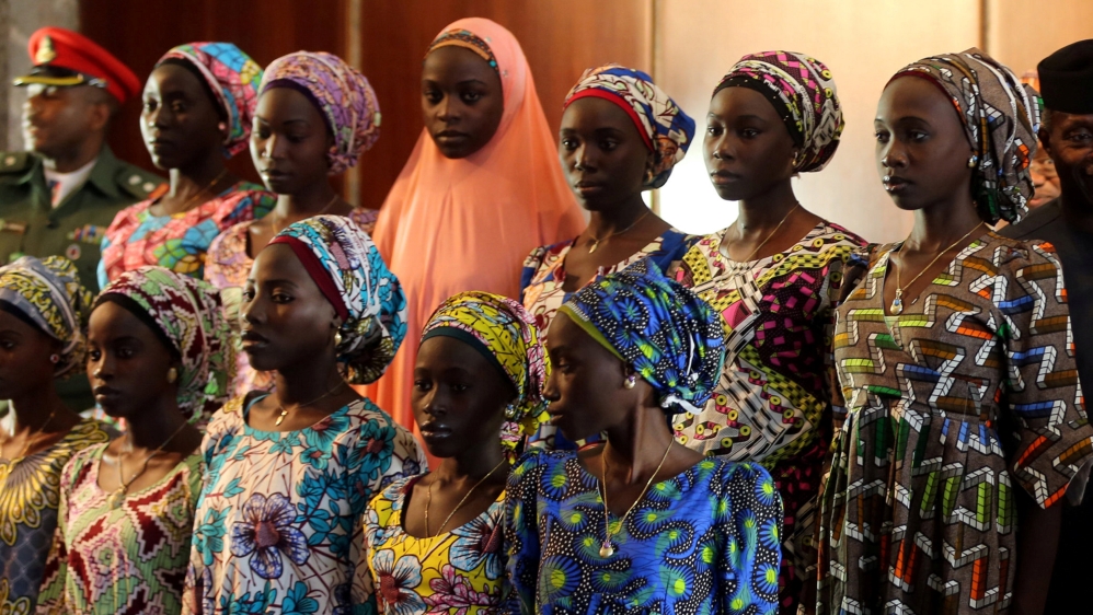 Some of the 21 Chibok schoolgirls released by Boko Haram during their visit to meet President Muhammadu Buhari In Abuja, Nigeria  [REUTERS/Afolabi Sotunde TPX IMAGES OF THE DAY]