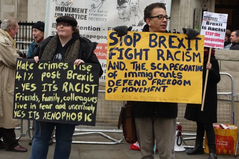 Protesters against Brexit outside UK Supreme court