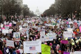 More than one million protesters fill the street during a Women''s March in Washington