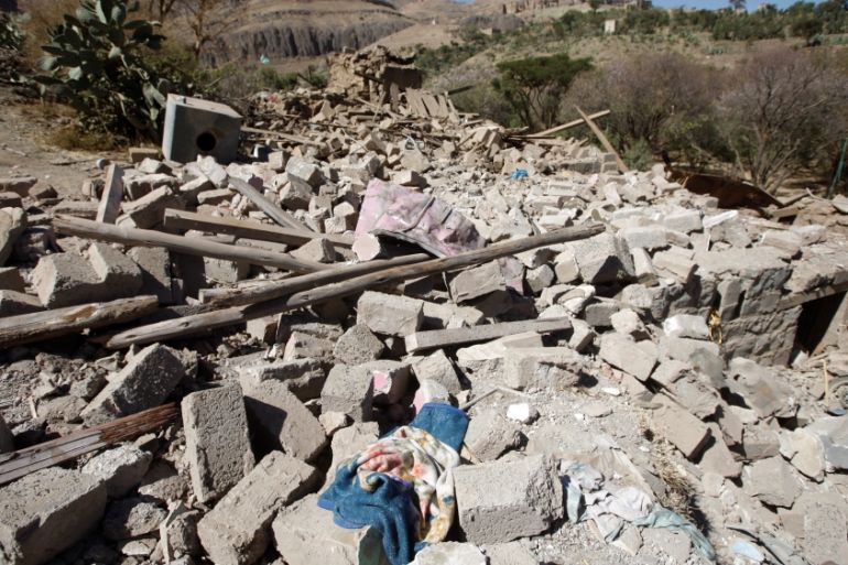 The rubble of a house destroyed by a Saudi-led air strike is pictured in Sanaa