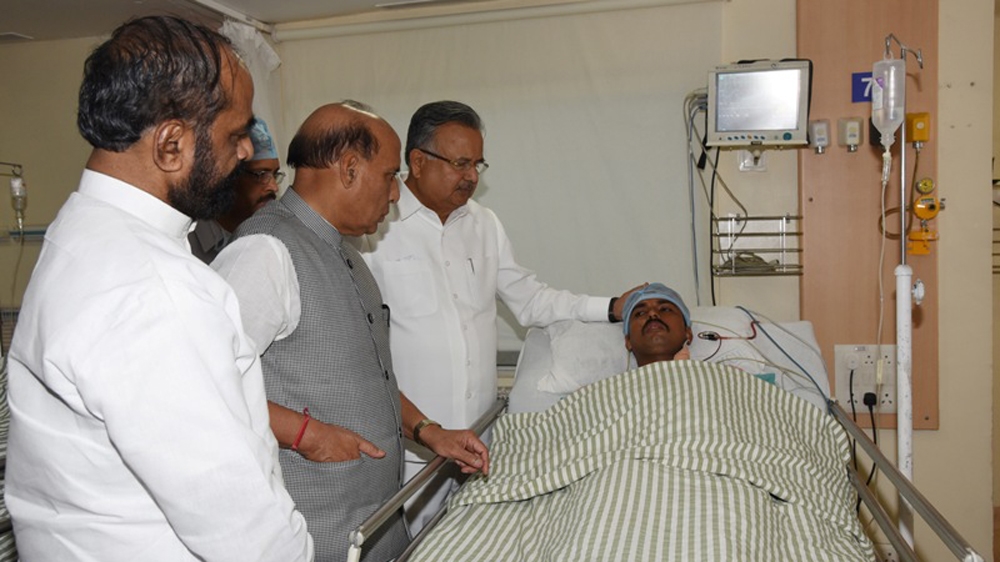 Government ministers visited the wounded soldiers in Raipur after the Maoist attack on Monday [Alok Putul/Al Jazeera]