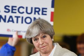 Britain''s Prime Minister Theresa May attnds a campaign event in Twickenham, London