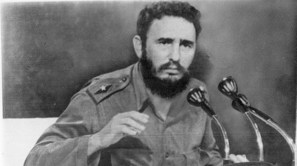 Cuban premier Fidel Castro is shown during a radio and television broadcast in Havana on October 15, 1967. He said the revolutionary movement in Latin America would go on despite the 'hard blow' of the death of Guevara [The Associated Press]