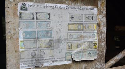 
The Tuvatu currency on display in Lavatmengamu [Edward Cavanough/Al Jazeera]
