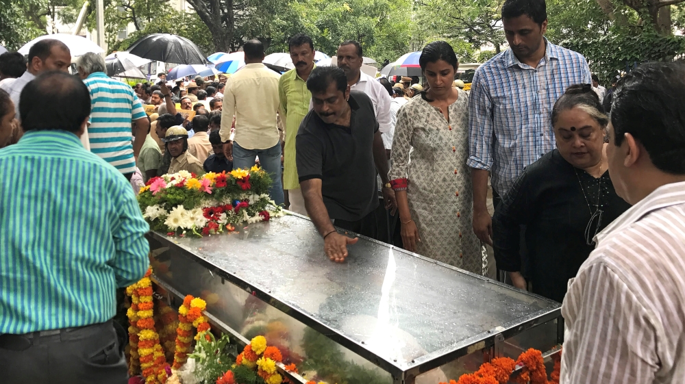 Lankesh was buried with full state honours at a cemetery in Bangalore [Nivedita Bhattacharjee/Reuters]