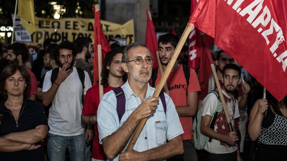 Petros Constantinou attends a pre-election rally in September 2014 [Aris Oikonomou /SOOC/Al Jazeera]