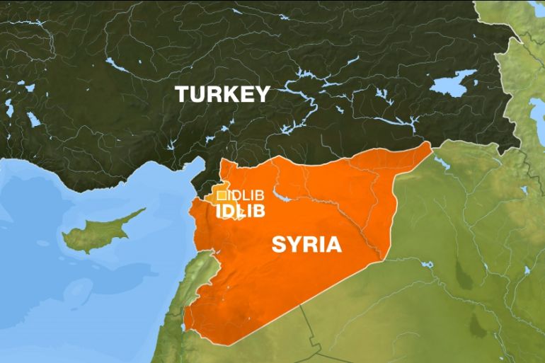 Idlib province, Syria-Turkey map