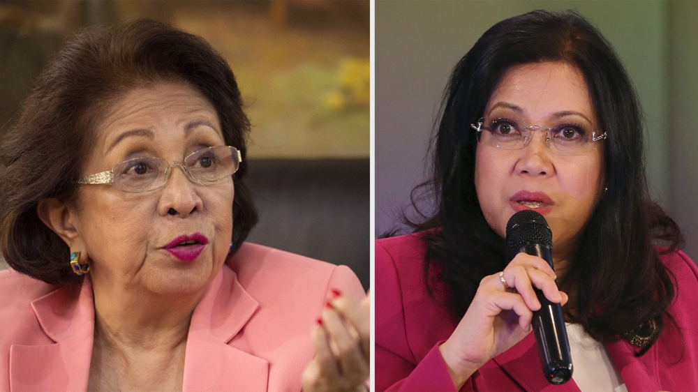 In recent days, Duterte has also challenged Sereno [right] and Carpio-Morales [left] to resign alongside him [AP/AFP]