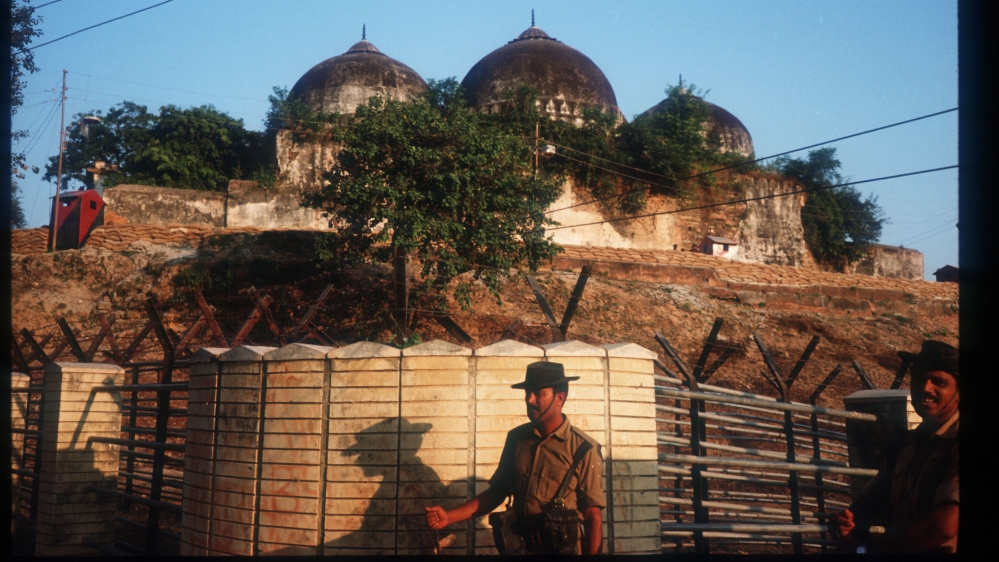 A soldier guarding the Babri mosque before it was demolished in 1992 [File photo: Getty Images]