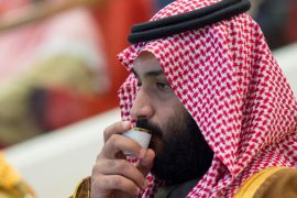 Saudi Arabia''s Crown Prince Mohammed Bin Salman drinks coffee during the Annual Horse Race ceremony, in Riyadh