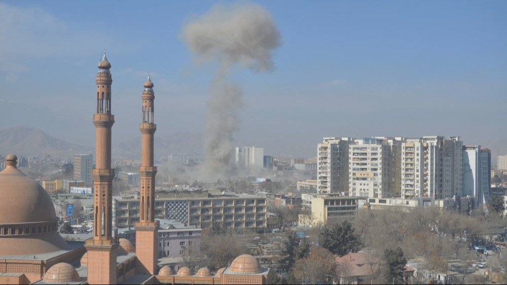 A huge plume of smoke rose above Kabul [Al Jazeera]