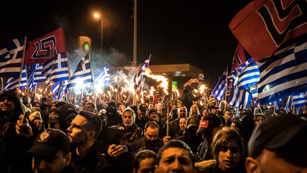 Golden Dawn has thrown its support behind the Macedonia demonstrations [Patrick Strickland/Al Jazeera]