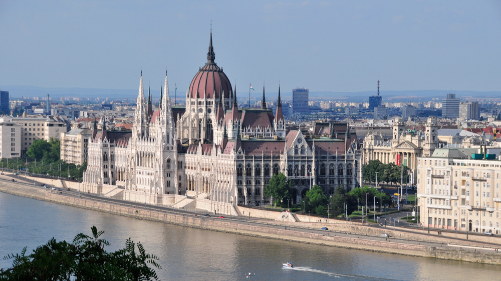 The weekly government information presser takes place in the Hungarian Parliament building [Getty Images]