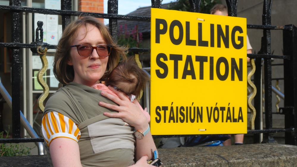 Voter Valerie Flynn outside a polling booth in Phibsborough, Ireland [Jack Maguire/Al Jazeera]