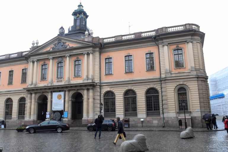 A general view of the old Stock Exchange Building, home of the Swedish Academy, in Stockholm