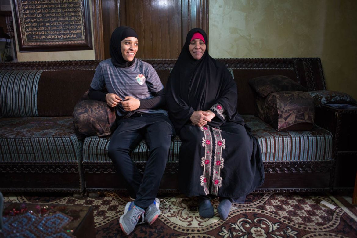 Anfal Al Sufy and her mother in her uncle’s house in south Amman. Al Sufy is from a bedouin village located in the outskirts of Amman, and often stays at her uncle’s house as it is difficult to reach