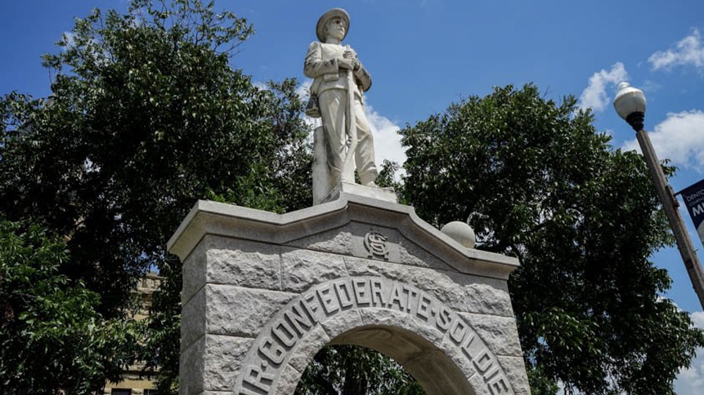A Confederate monument in Denton, Texas, has seen protests and controversy [File: Patrick Strickland/Al Jazeera]