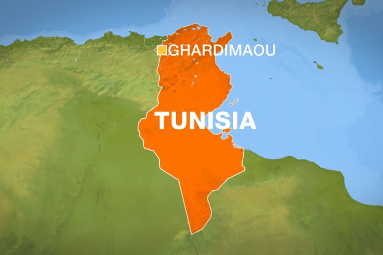 Map of Tunisia and Ghardimaou