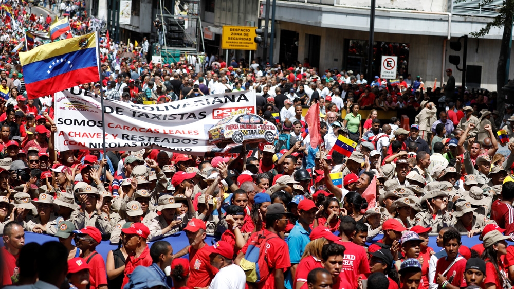 Thousands attended a rally in support of Maduro in Caracas on Monday [Marco Bello/Reuters]
