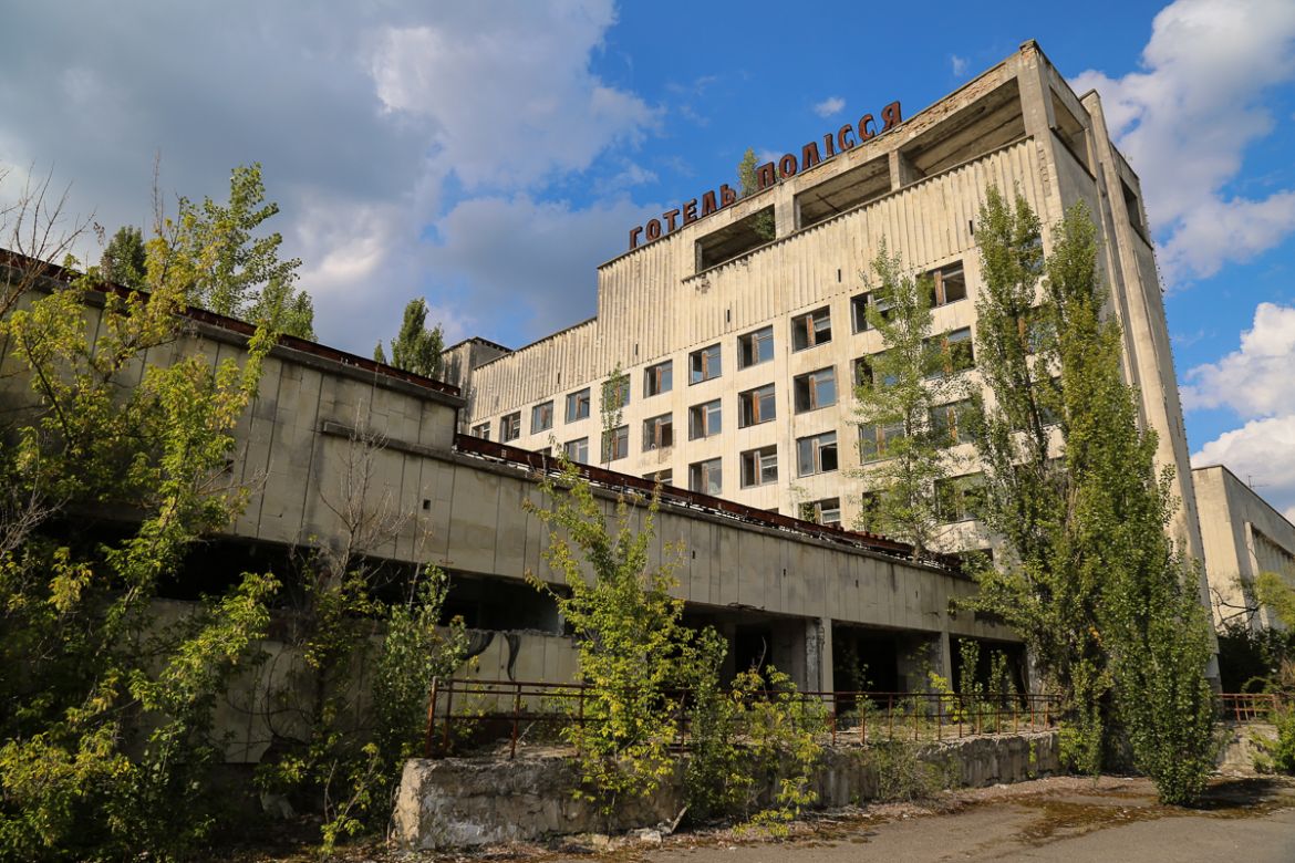 An abandoned hotel in the city of Pripyat near the nuclear power plant. The city’s approximately 50,000 residents were not initially made aware of the disaster and the evacuation did not begin until m