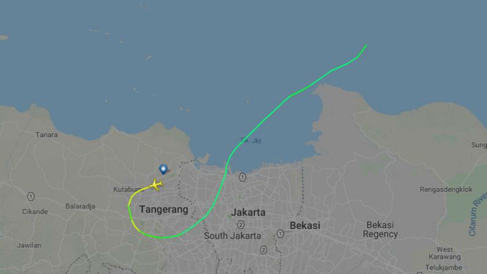 The flight path of Lion Air flight JT610, which took off from Jakarta on Monday morning [Flightradar 24]