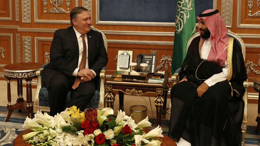 Secretary of State Mike Pompeo meets MBS in Riyadh on Tuesday [Leah Millis via AP]