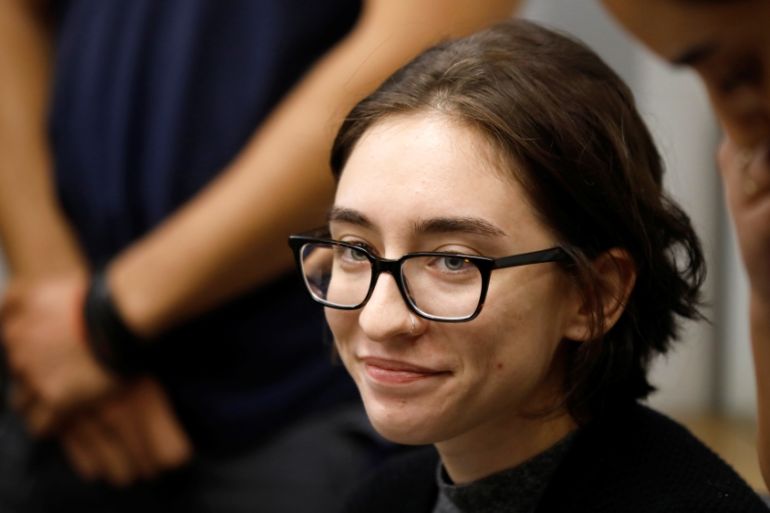 U.S. student Lara Alqasem appears at the district court in Tel Aviv