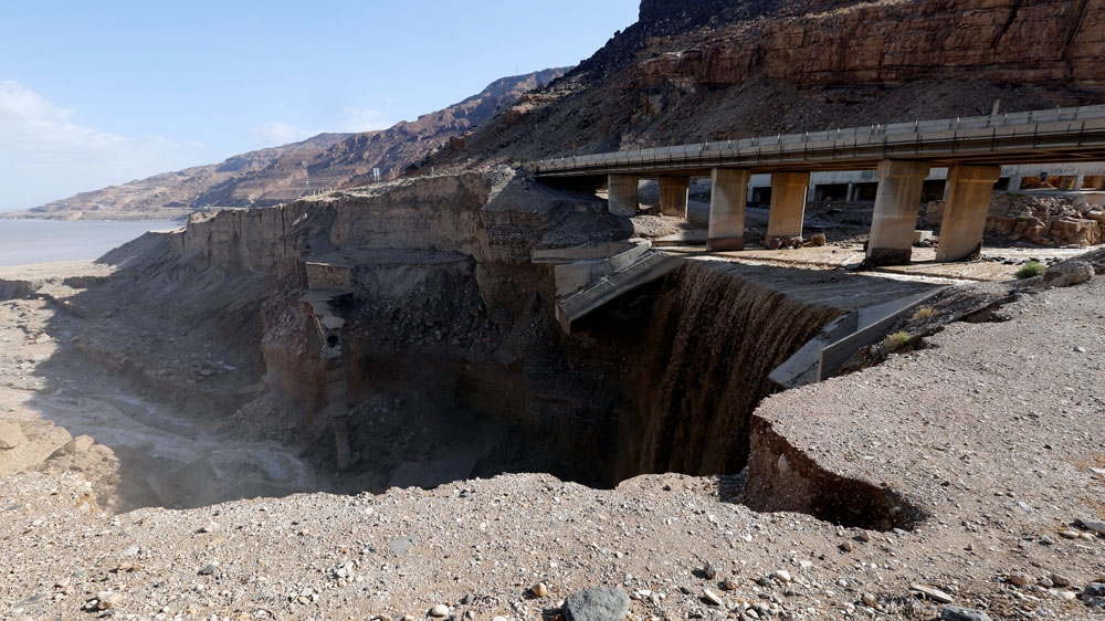 Rainstorms unleashed flash floods near the Dead Sea on October 26 [Muhammad Hamed/Reuters]
