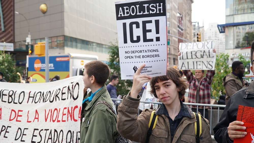 
Protesters called for the abolition of the US Immigration and Customs Enforcement [Azad Essa/Al Jazeera]
