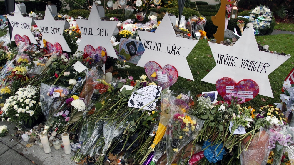 A memorial for those killed inside the Tree of Life Synagogue [Gene J Puskar/AP Photo]