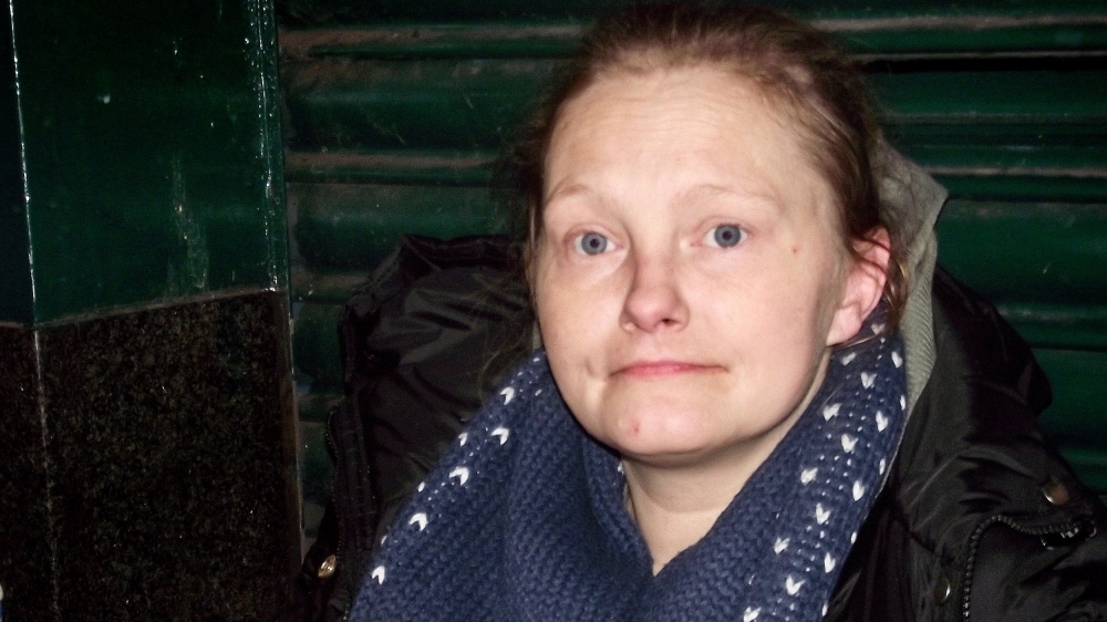 Leanne has been sleeping rough for seven weeks and already faced sexual harassment [Alasdair Soussi/Al Jazeera]